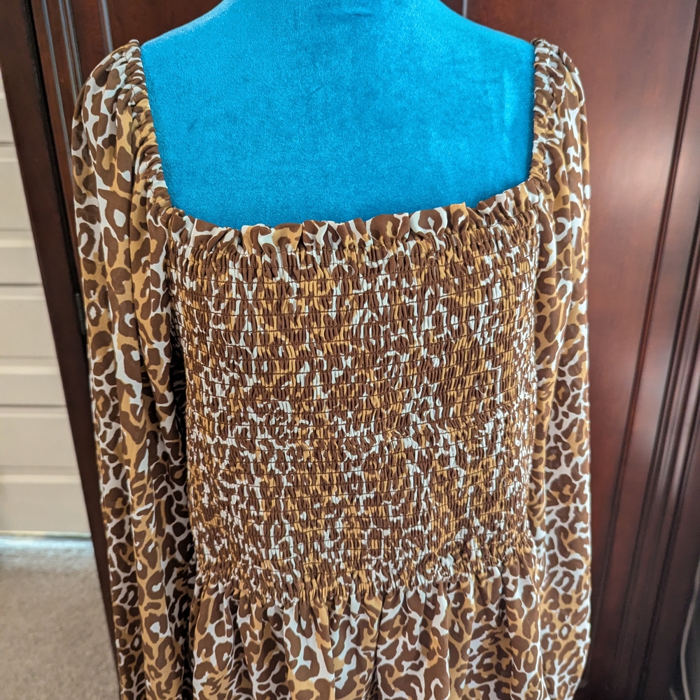Lilly Pulitzer Brown and White Smocked Top
